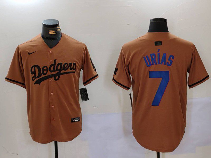Men Los Angeles Dodgers #7 Urias army green joint name 2024 Nike MLB Jersey style 2->los angeles dodgers->MLB Jersey